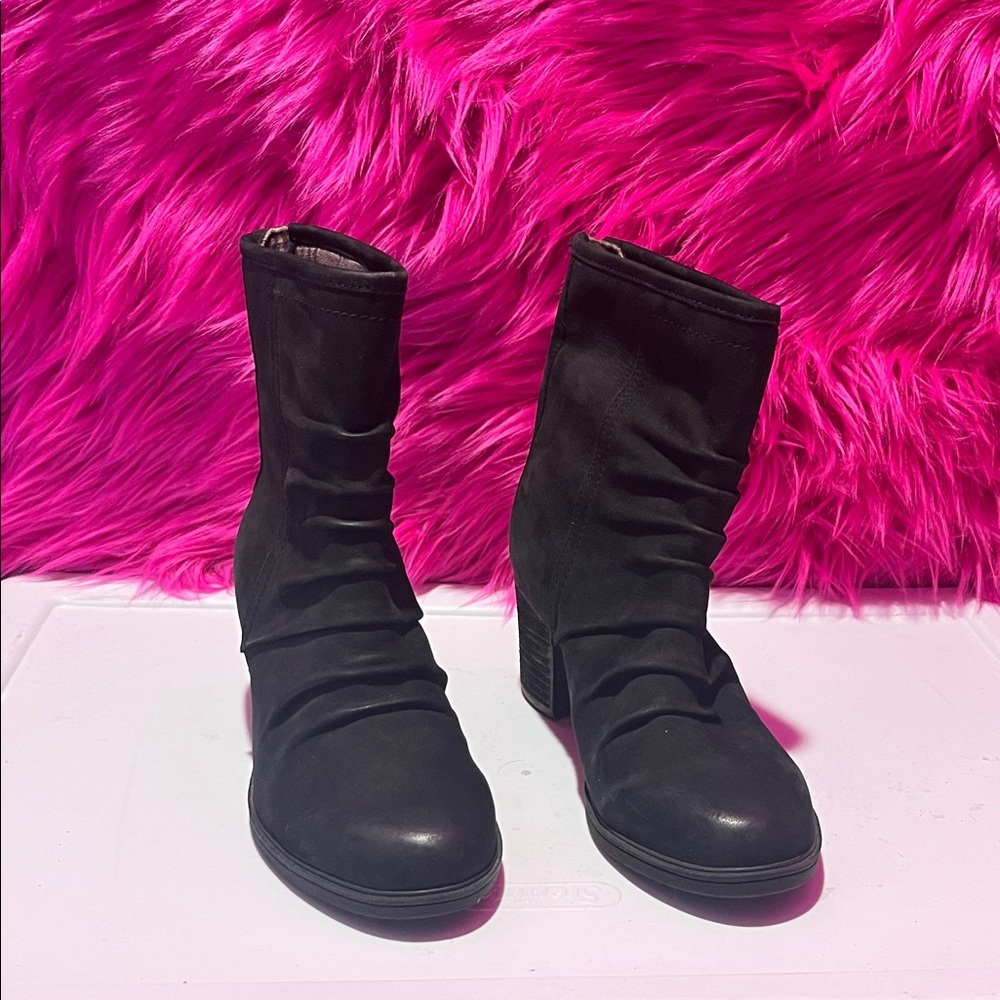 Women's Black Mid-Calf Stretch Block Heel ROCKPORT Boots